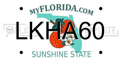 LKHA60 Florida License Plate