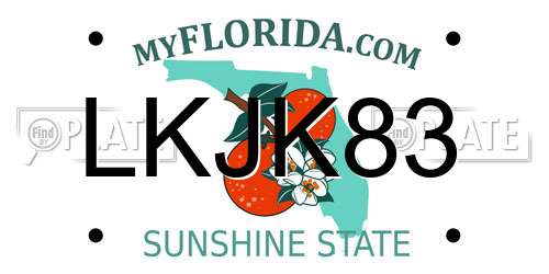 LKJK83 Florida License Plate