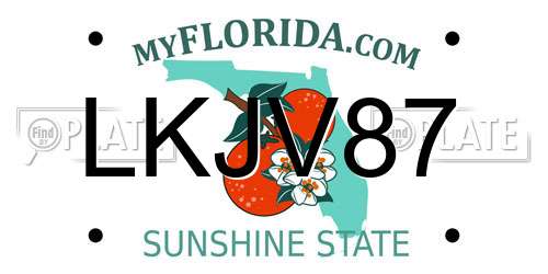 LKJV87 Florida License Plate
