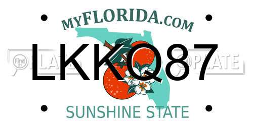LKKQ87 Florida License Plate