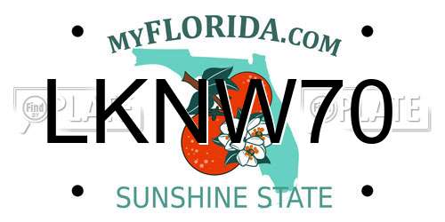 LKNW70 Florida License Plate