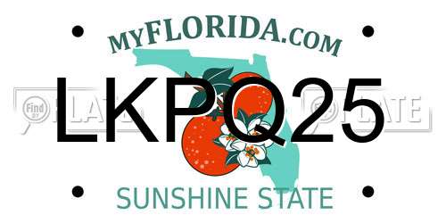 LKPQ25 Florida License Plate