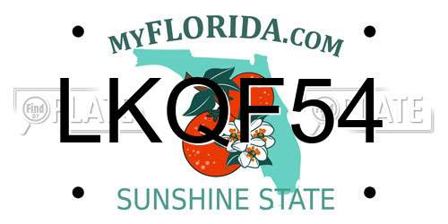 LKQF54 Florida License Plate