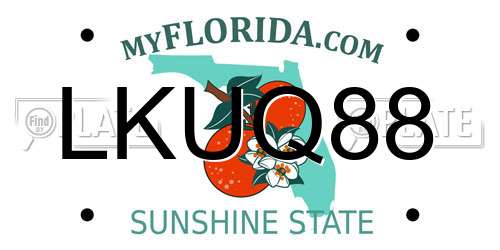 LKUQ88 Florida License Plate