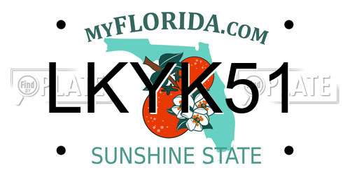 LKYK51 Florida License Plate