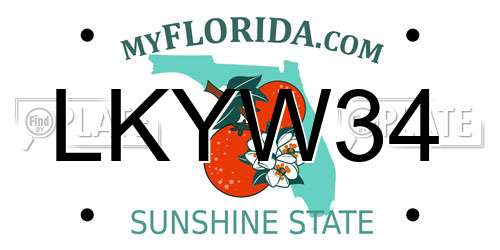 LKYW34 Florida License Plate