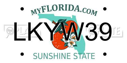 LKYW39 Florida License Plate