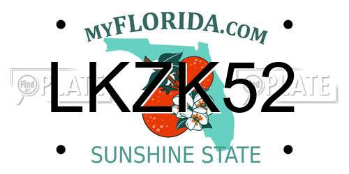 LKZK52 Florida License Plate