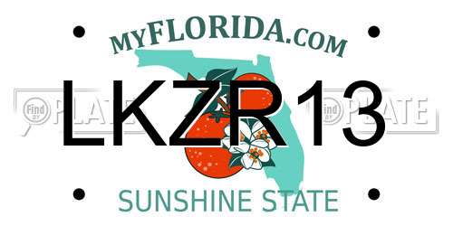 LKZR13 Florida License Plate