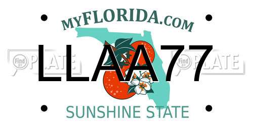 LLAA77 Florida License Plate