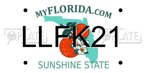 LLFK21 Florida License Plate