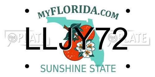 LLJY72 Florida License Plate