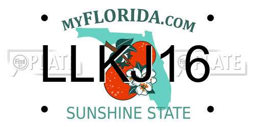 LLKJ16 Florida License Plate