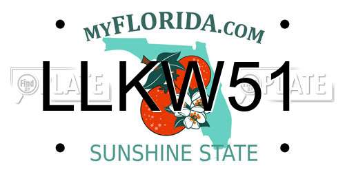 LLKW51 Florida License Plate