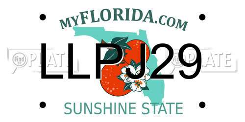 LLPJ29 Florida License Plate