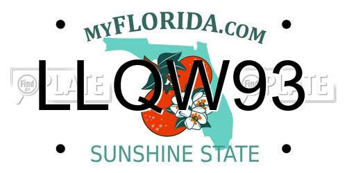 LLQW93 Florida License Plate