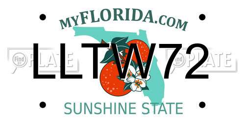 LLTW72 Florida License Plate