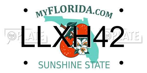 LLXH42 Florida License Plate