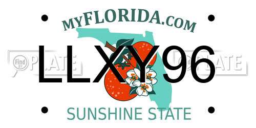 LLXY96 Florida License Plate