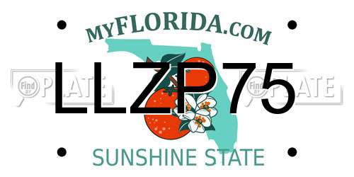LLZP75 Florida License Plate