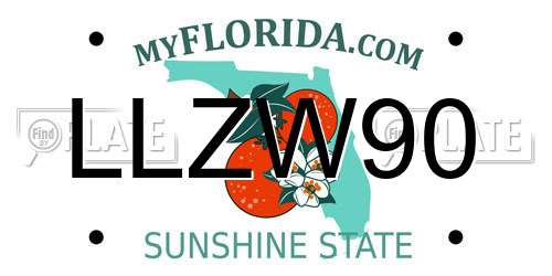 LLZW90 Florida License Plate