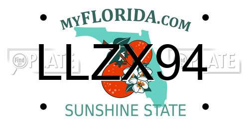 LLZX94 Florida License Plate