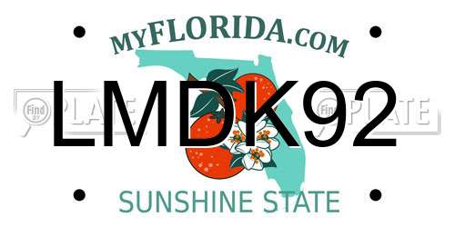 LMDK92 Florida License Plate