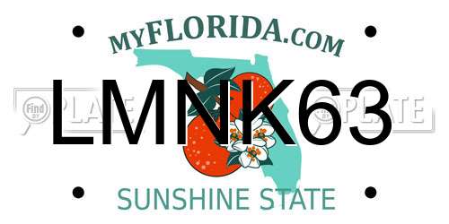 LMNK63 Florida License Plate