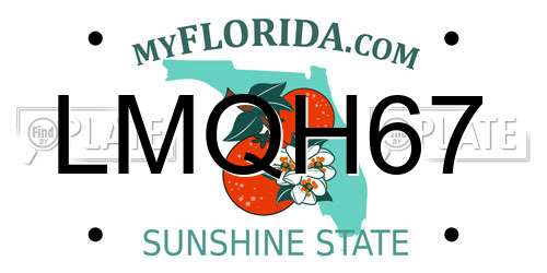 LMQH67 Florida License Plate