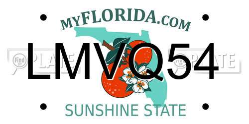 LMVQ54 Florida License Plate