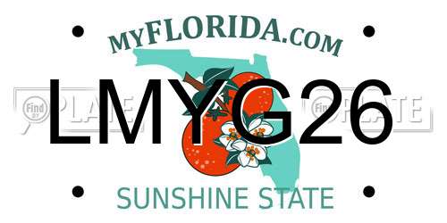 LMYG26 Florida License Plate