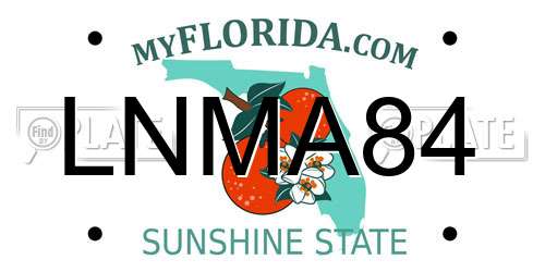 LNMA84 Florida License Plate