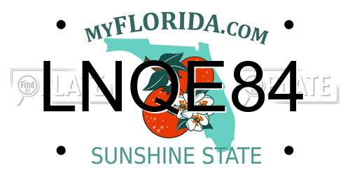 LNQE84 Florida License Plate