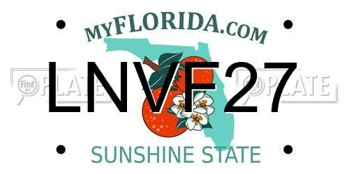 LNVF27 Florida License Plate