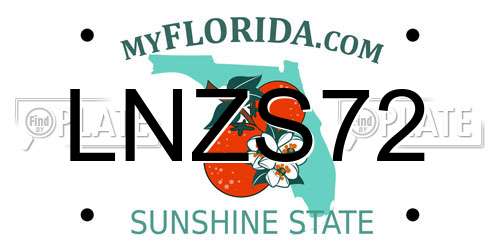 LNZS72 Florida License Plate