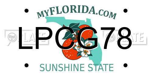 LPCG78 Florida License Plate