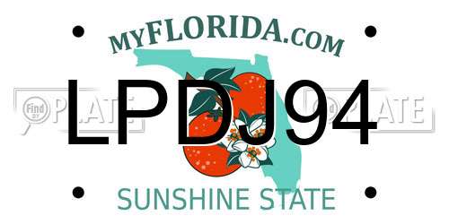 LPDJ94 Florida License Plate