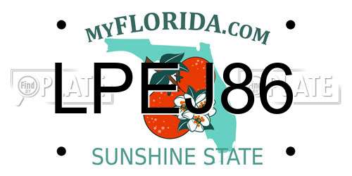LPEJ86 Florida License Plate