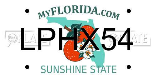 LPHX54 Florida License Plate
