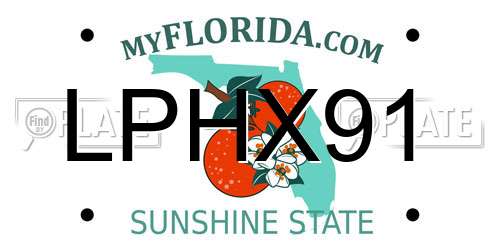 LPHX91 Florida License Plate