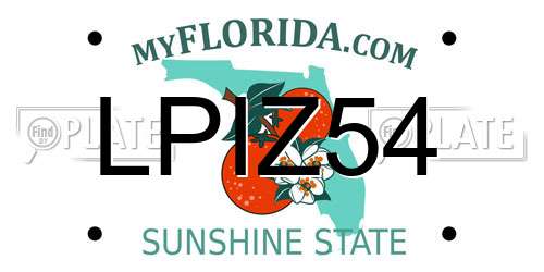 LPIZ54 Florida License Plate
