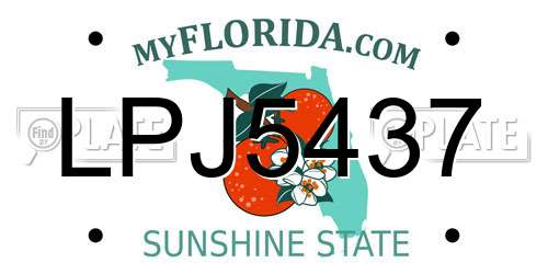 LPJ5437 Florida License Plate