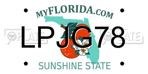 LPJG78 Florida License Plate