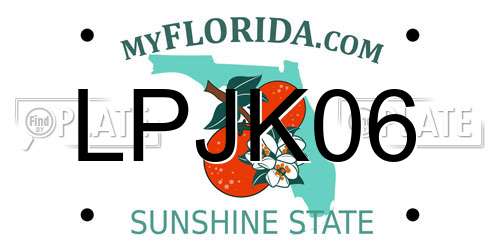 LPJK06 Florida License Plate