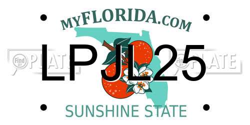LPJL25 Florida License Plate