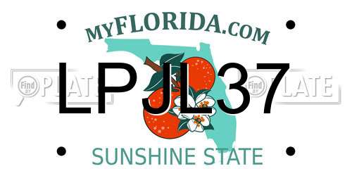 LPJL37 Florida License Plate