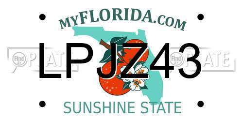 LPJZ43 Florida License Plate