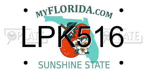LPK516 Florida License Plate