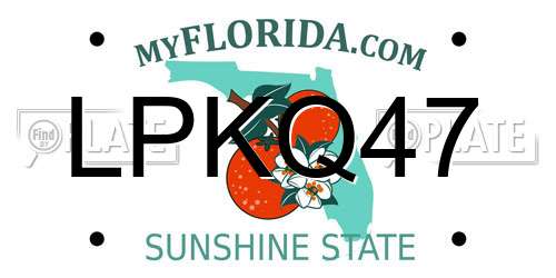 LPKQ47 Florida License Plate