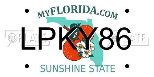 LPKY86 Florida License Plate